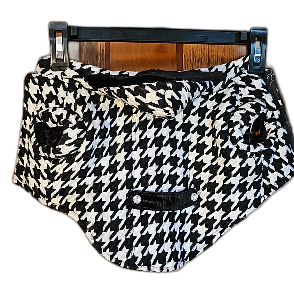 PoochaLini XS Houndstooth Dog Coat Black White Classic Pet Jacket Small Breed PC